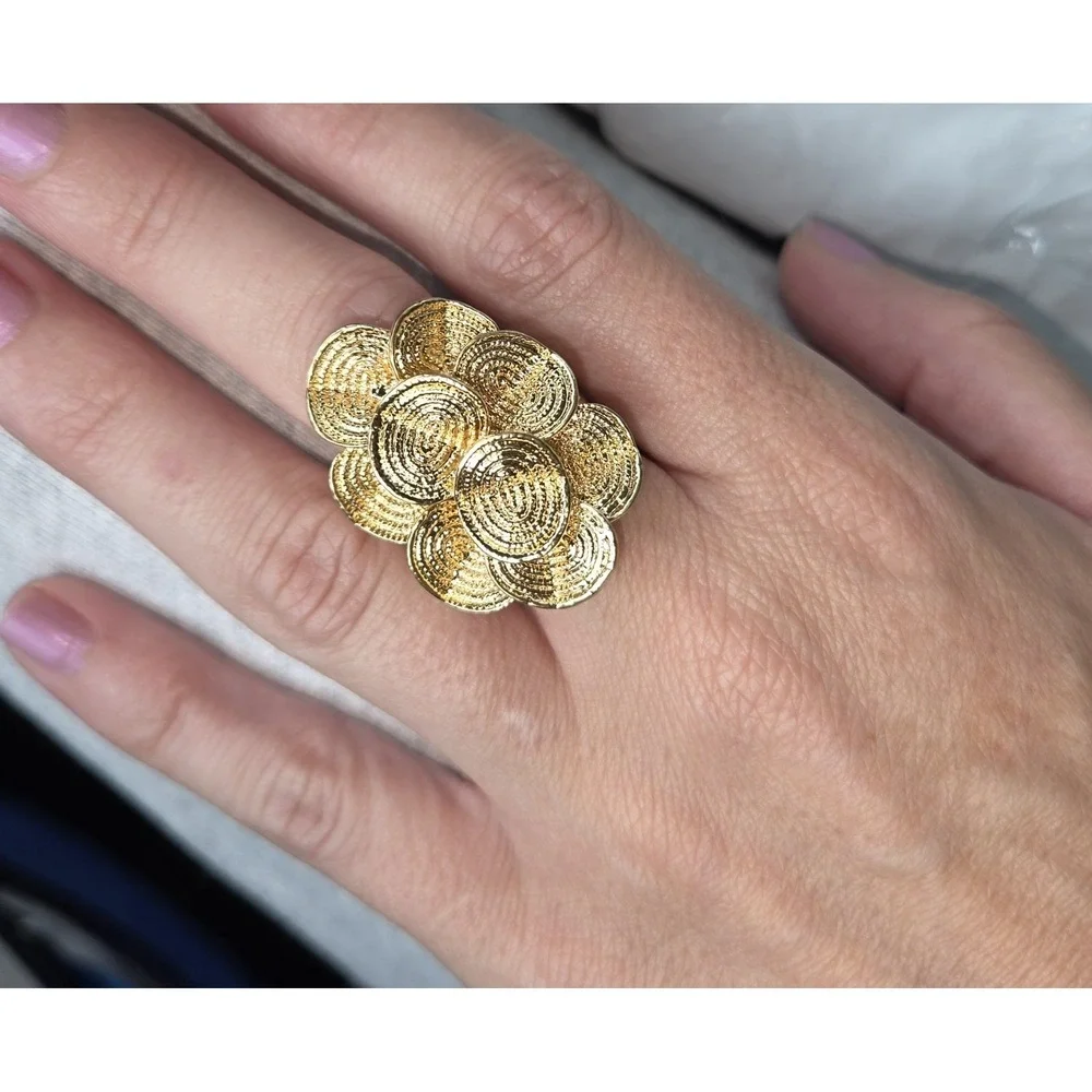 Large Statement Ring. Boho. Gold Plated. Geometric Design. Ornate. 9